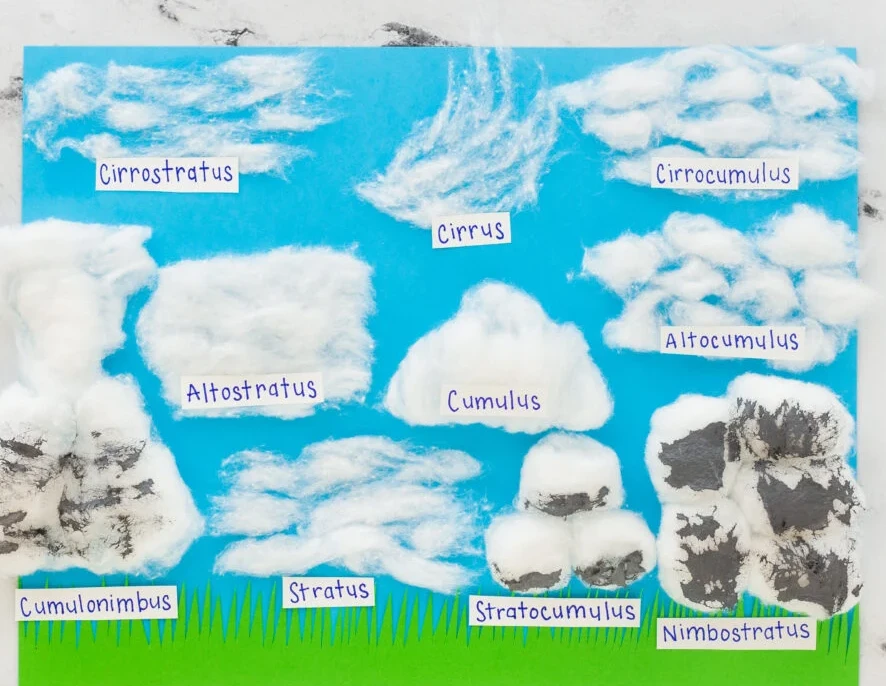 how to make cotton ball clouds
